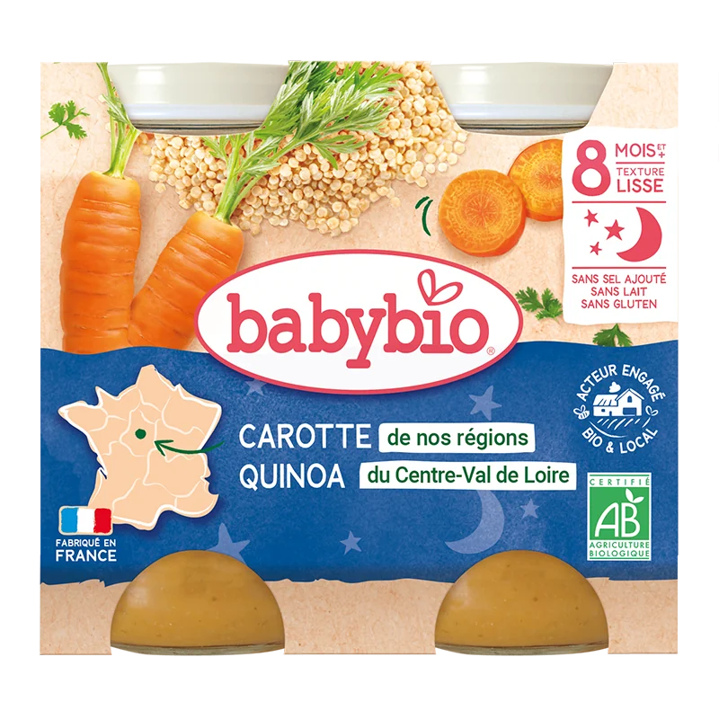 Crema de morcovi si quinoa Bio, 2 x 200g, BabyBio
