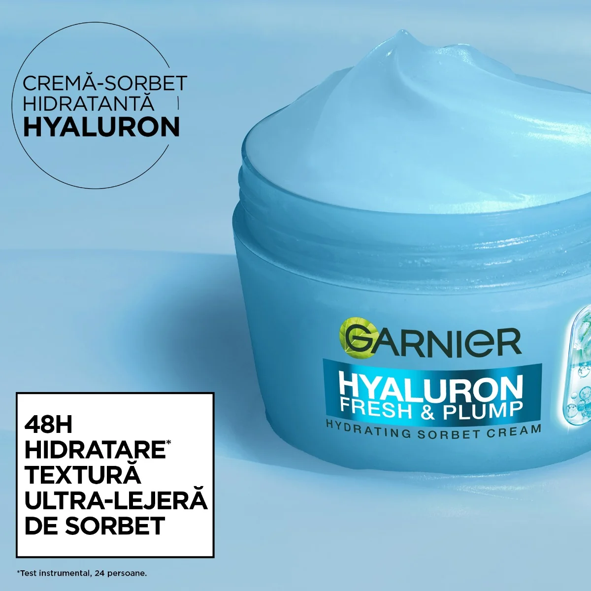 Crema-sorbet hidratanta Hyaluronic Fresh & Plump, 85ml, Garnier