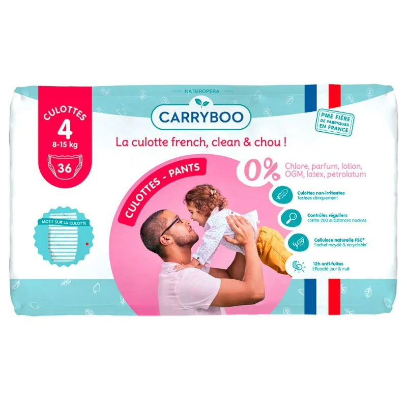 Scutece chilotel hipoalergenice 8-15kg marimea 4 BIO, 36 bucati, Carryboo