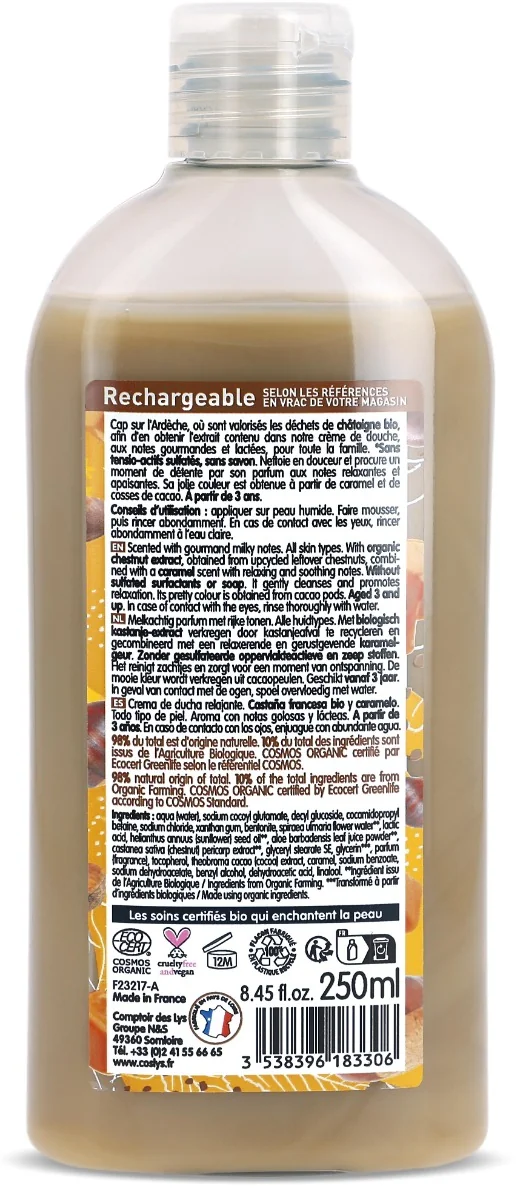 Crema de dus bio relaxanta cu Castane si Caramel, 250ml, Coslys