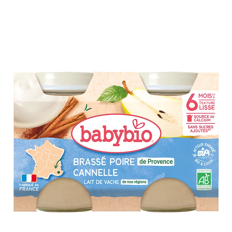 Crema de iaurt cu pere si scortisoara, 2 x 130g, BabyBio
