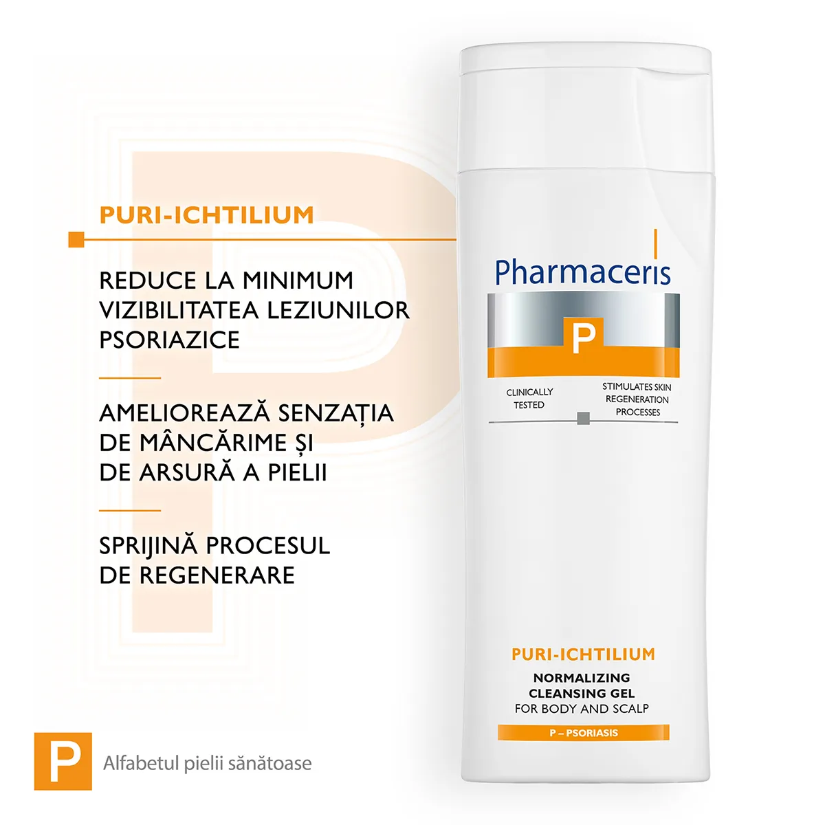 Gel de spalare pentru corp si scalp Puri-Ichtilium P, 250ml, Pharmaceris 