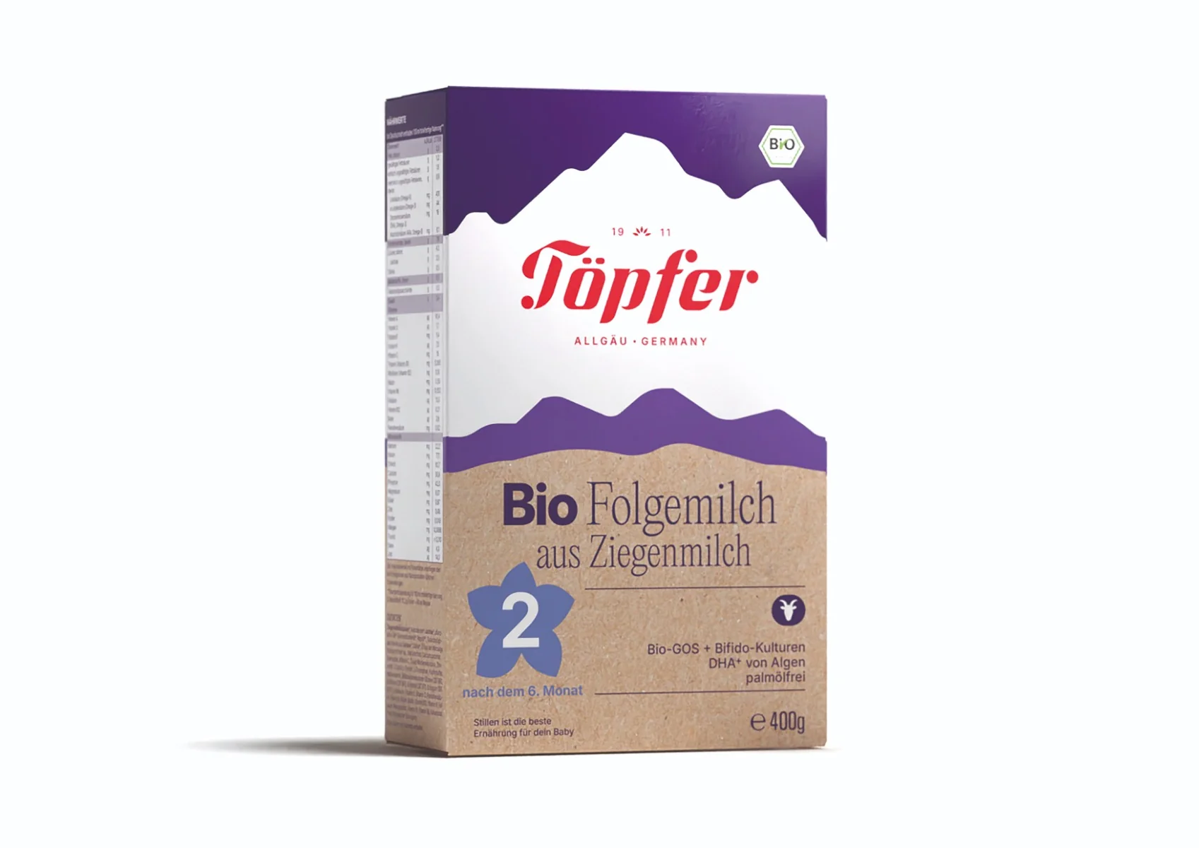 Lapte praf de capra Bio formula 2, 400g, Topfer