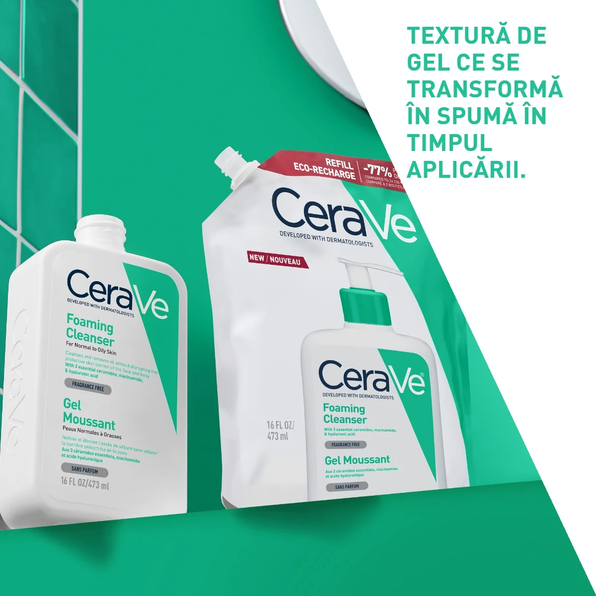 Rezerva Gel de curatare spumant piele normal-grasa, 473ml, CeraVe