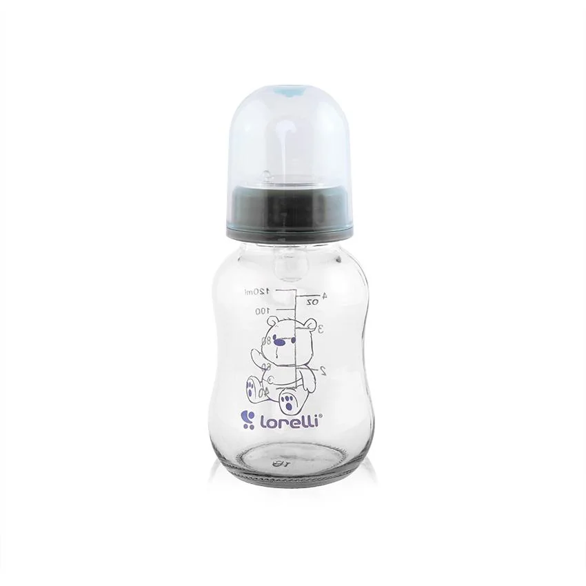 Biberon din sticla cu capac Moonlight Blue, 120ml, Lorelli