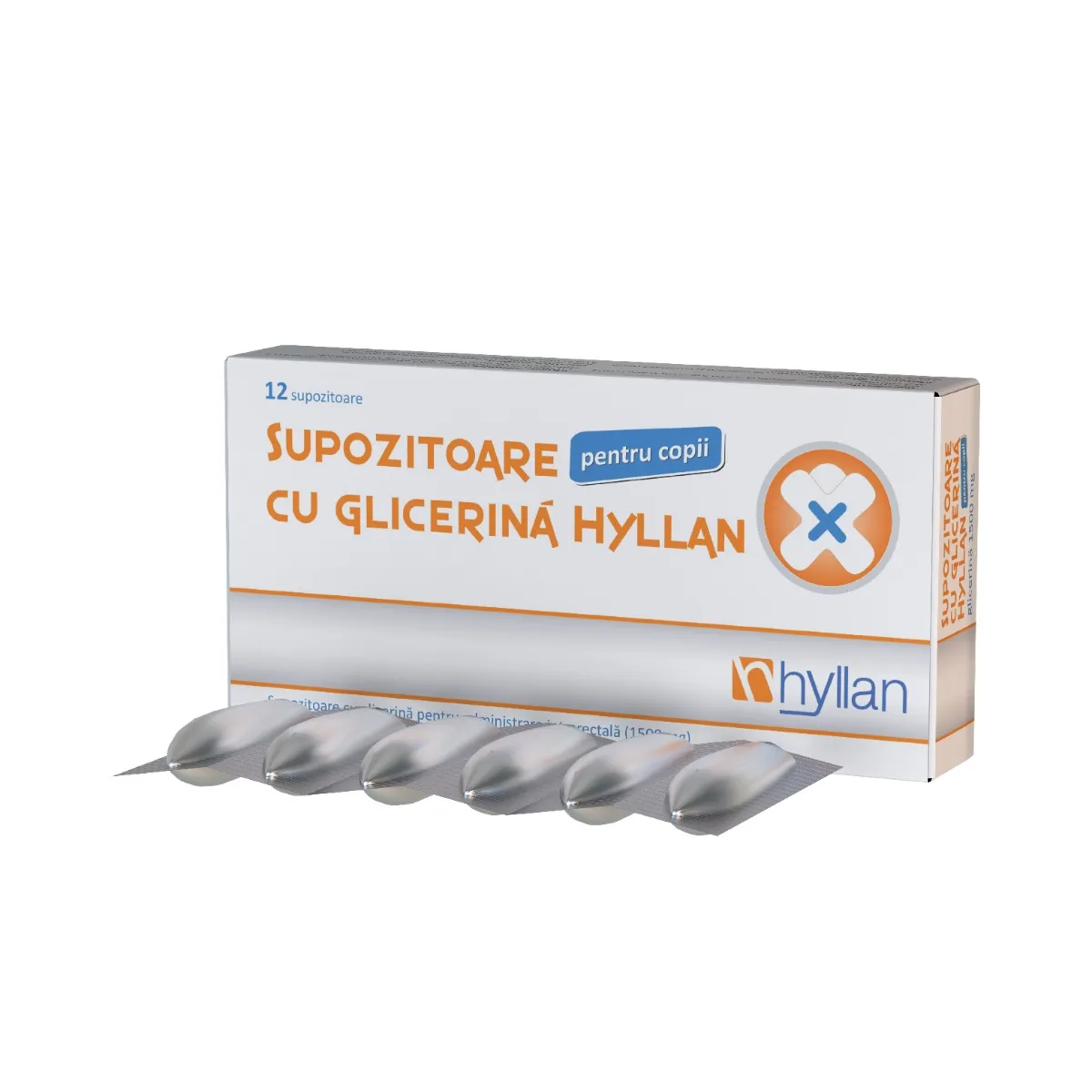 Supozitoare cu glicerina 1500mg pentru copii, 12 bucati, Hyllan Pharma