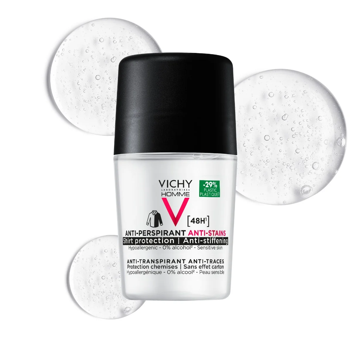 Deodorant roll-on pentru barbati anti-urme 48h Homme, 50ml, Vichy