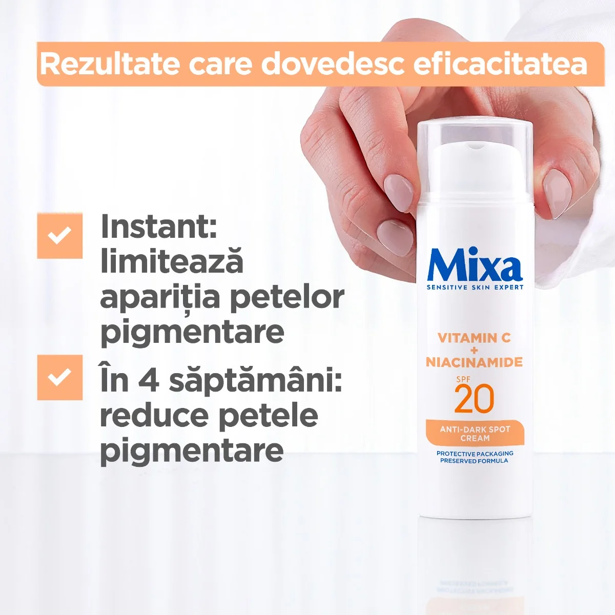 Crema anti-pete pigmentare cu SPF20 pentru tenul sensibil, 50ml, Mixa