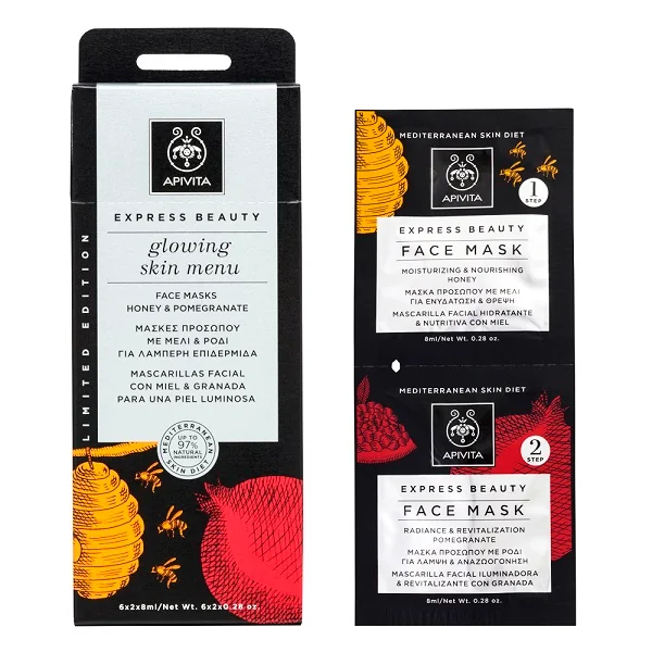 Apivita Masca duo miere si rodie, 2 x 8ml