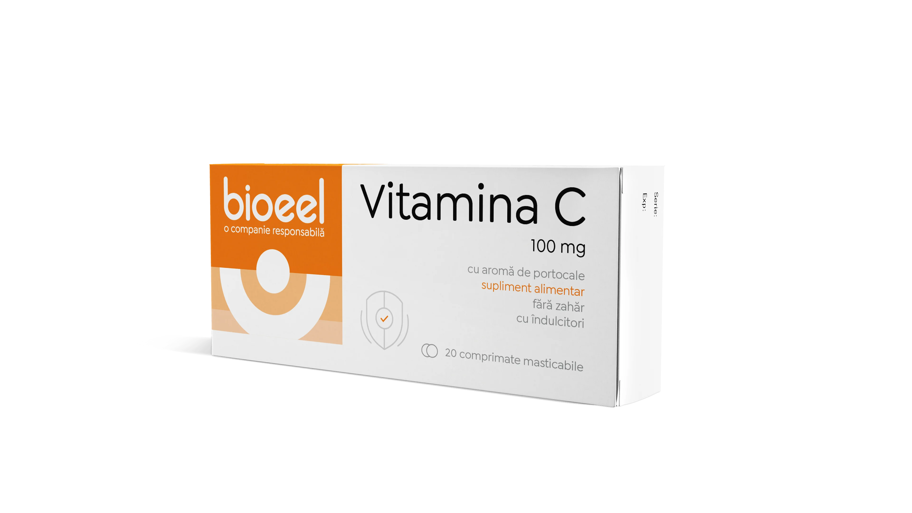 Vitamina C 100mg cu aroma de portocale, 20 comprimate, Bioeel