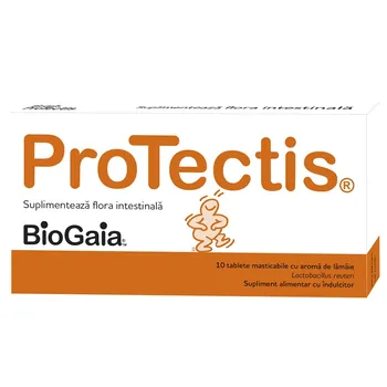 Protectis cu aroma de lamaie, 10 tablete masticabile, BioGaia 