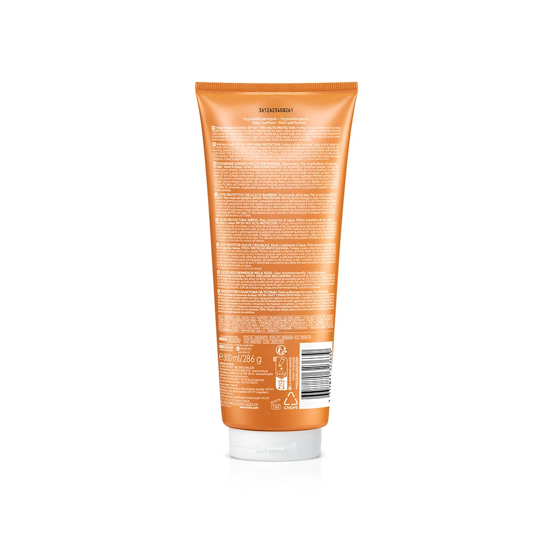 Lapte cu protectie solara SPF 50+ pentru copii fata si corp Capital Soleil, 300ml, Vichy