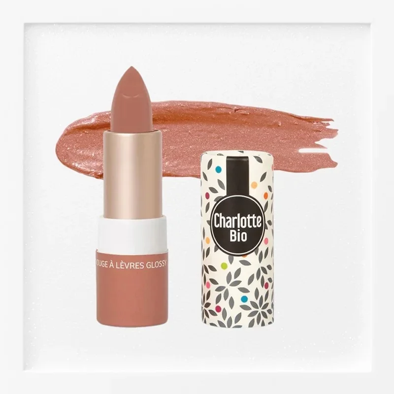 Ruj stralucitor cu unt de shea, ulei de ricin si ceara Bio Nude Moka, 3.5g, Charlotte Bio