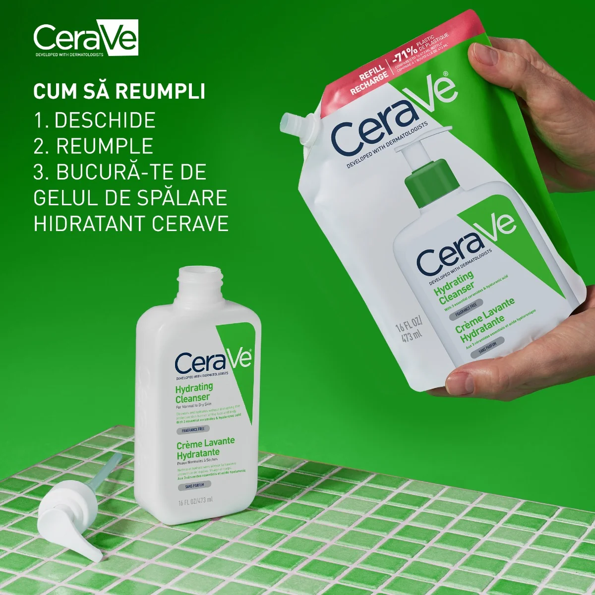 Rezerva Gel de spalare hidratant pentru piele normal-uscata, 473ml, CeraVe