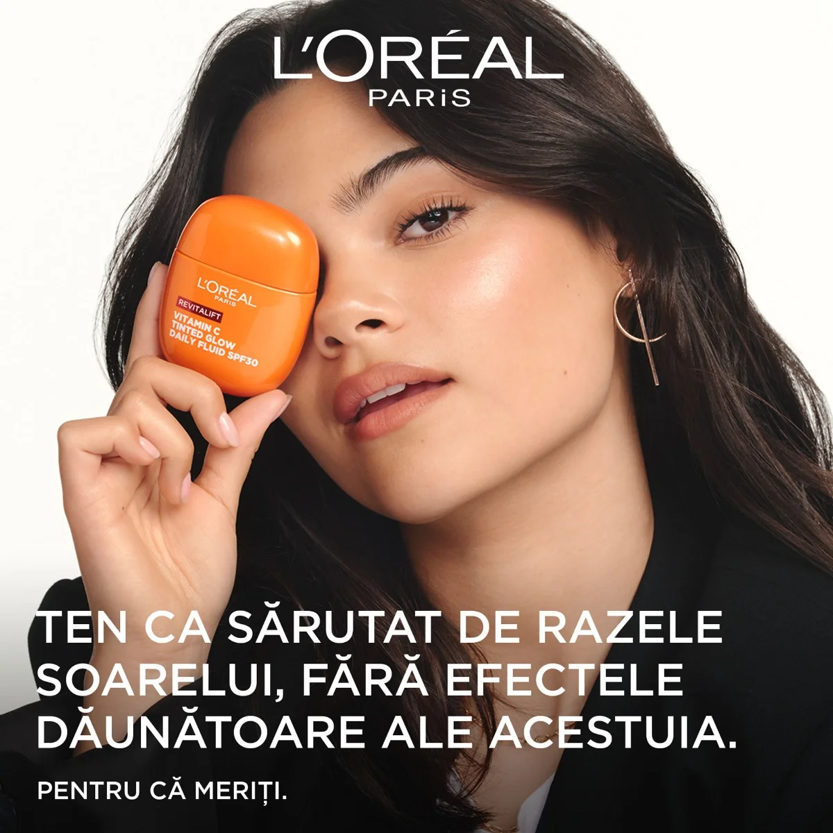 Fluid colorat cu factor de protectie solara SPF30 Revitalift Vitamin C Tinted Glow, 40ml, L'Oreal Paris