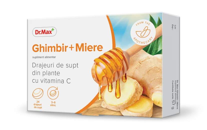 Dr. Max Drajeuri ghimbir + miere, 24 drajeuri
