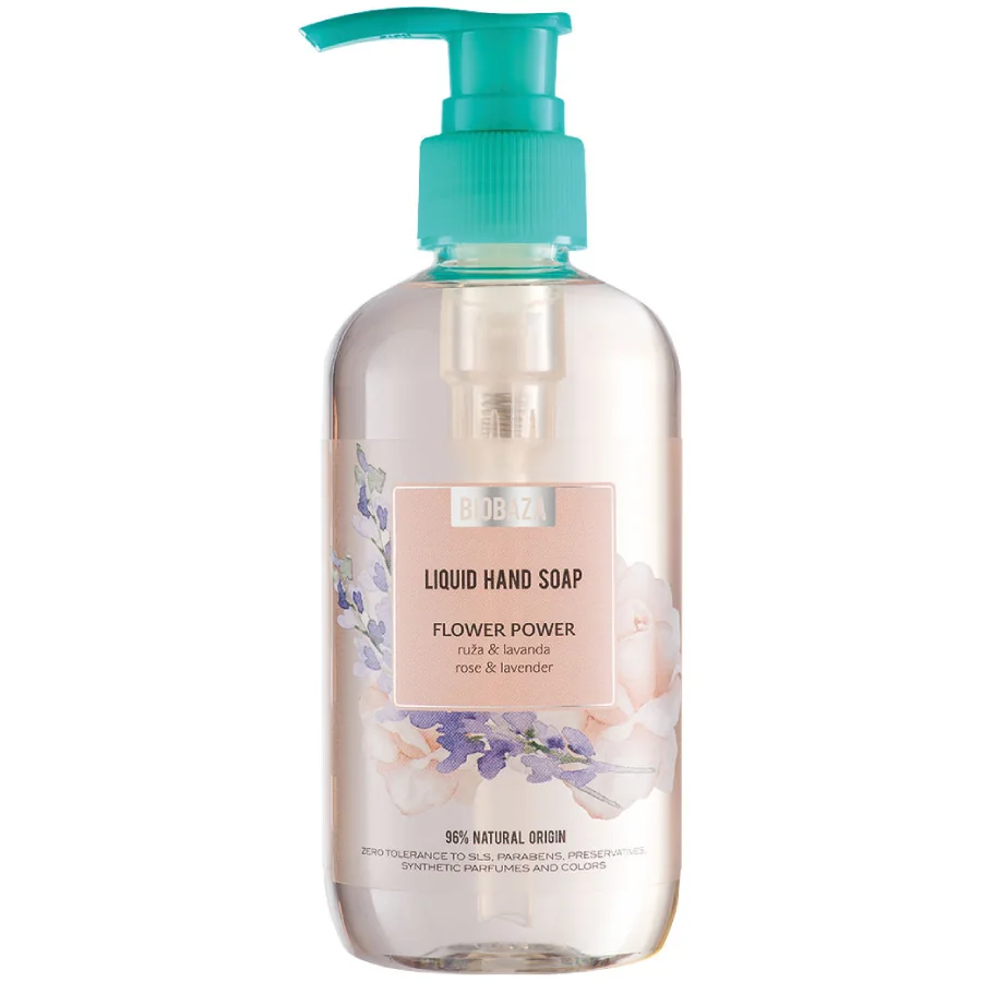 Sapun lichid natural cu lavanda si muscata Flower Power, 250ml, Biobaza