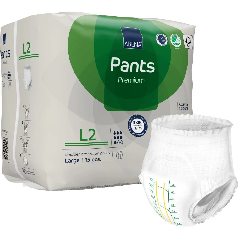 Scutece chilot pentru persoane active L2 100-140 cm Pants Premium cu absorbtie 1900ml, 15 bucati, Abena