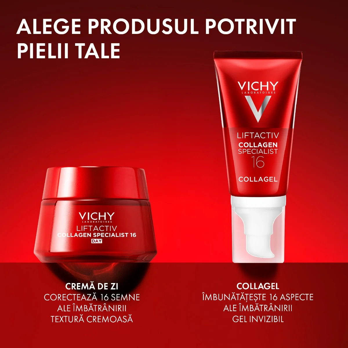 Gel pentru iluminarea si hidratarea tenului Liftactiv Collagen Specialist 16, 50ml, Vichy