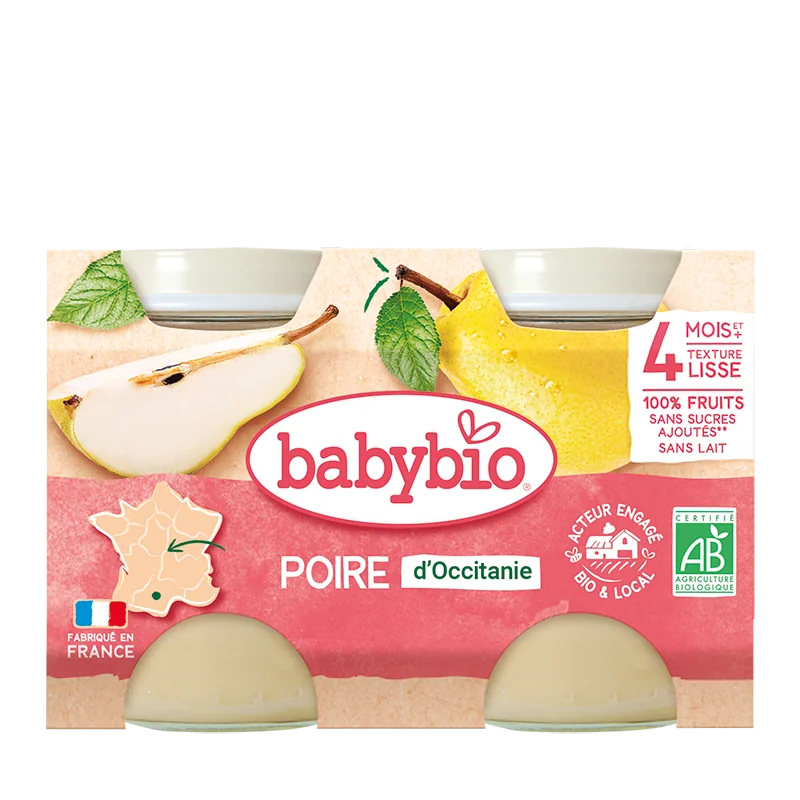 Piure de pere Bio, 2 x 130g, BabyBio