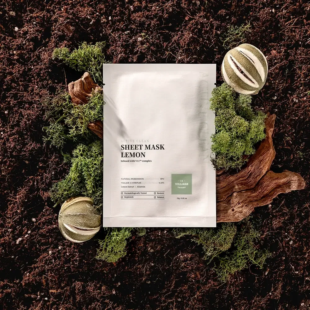 Masca de fata tip servetel cu Lamaie si efect de iluminare Active Clean, 23g, Village 11 Factory