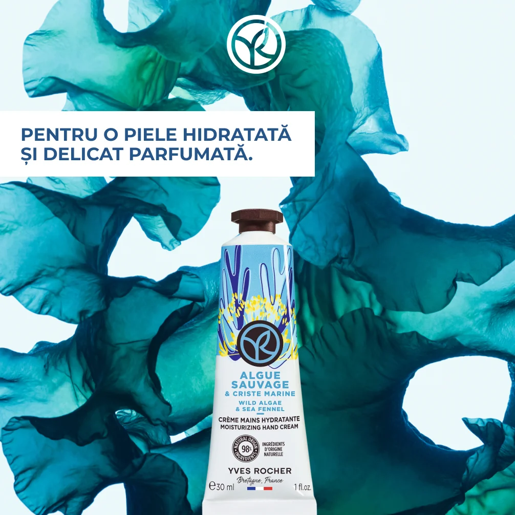 Crema pentru maini cu alge salbatice si fenicul marin, 30ml, Yves Rocher