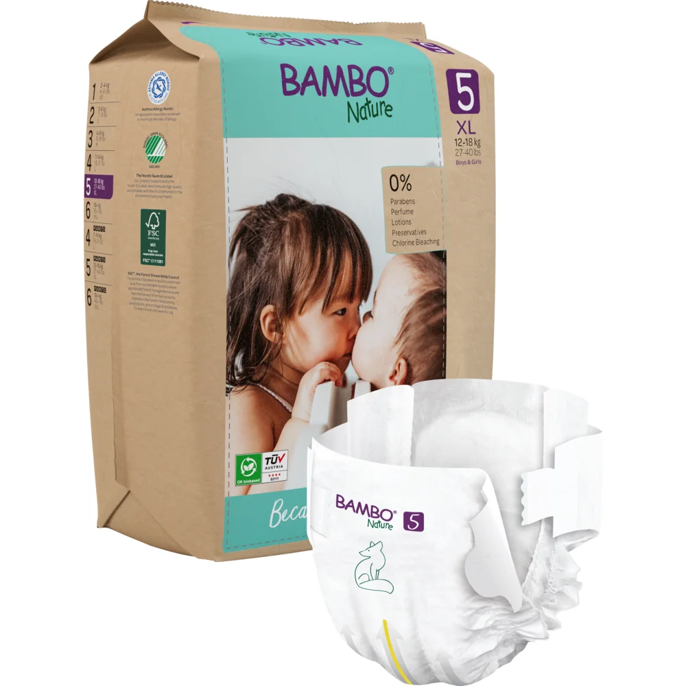 Scutece Eco Paper Bag Marimea Nr. 5 pentru 12-18 kg, 132 bucati, Bambo Nature