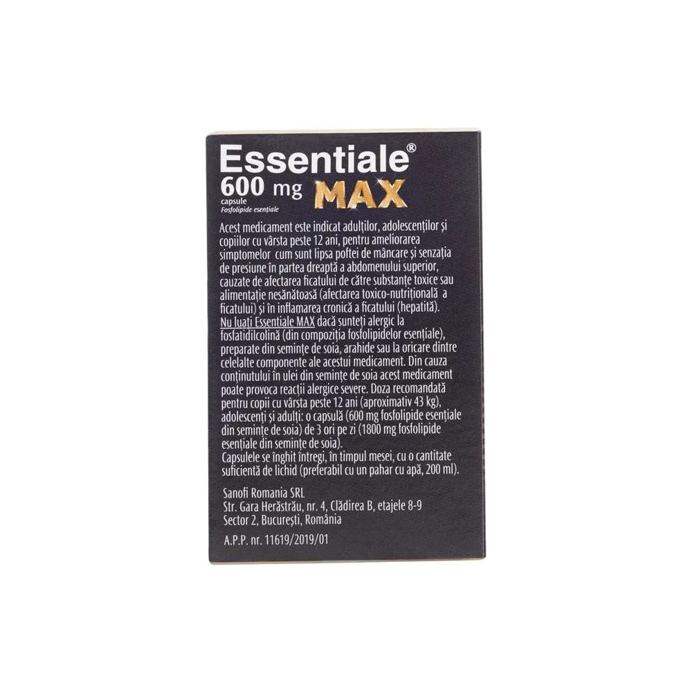 Essentiale MAX 600mg, 30 capsule, Sanofi