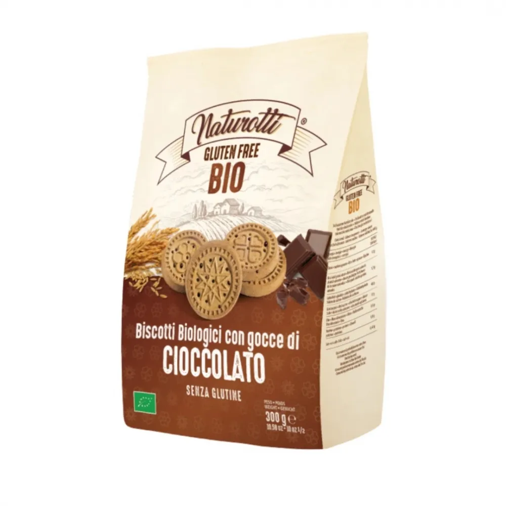 Biscuiti cu ciocolata fara gluten Bio, 300g, Naturotti