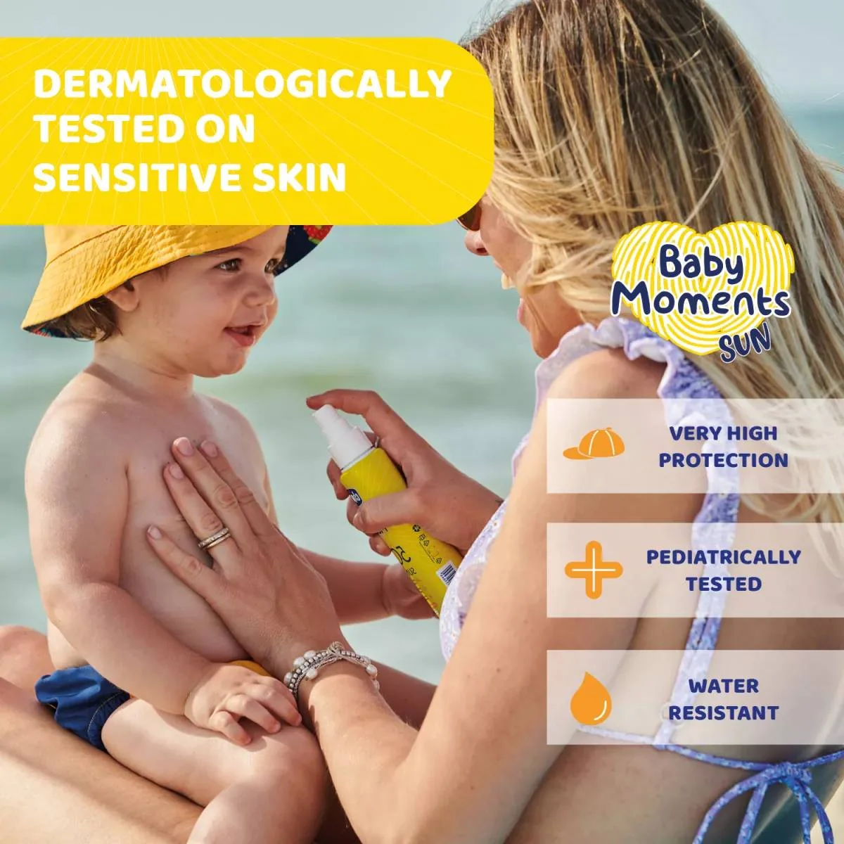 Spray protectie solara Baby Moments SPF 50+ de la 0 luni+, 150ml, Chicco