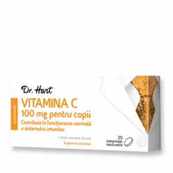 Dr.Hart Vitamina C 100mg pentru copii cu gust de portocala, 20 comprimate masticabile 