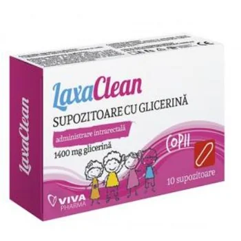 Supozitoare LaxaClean cu glicerina pentru copii, 10 bucati, Viva Pharma