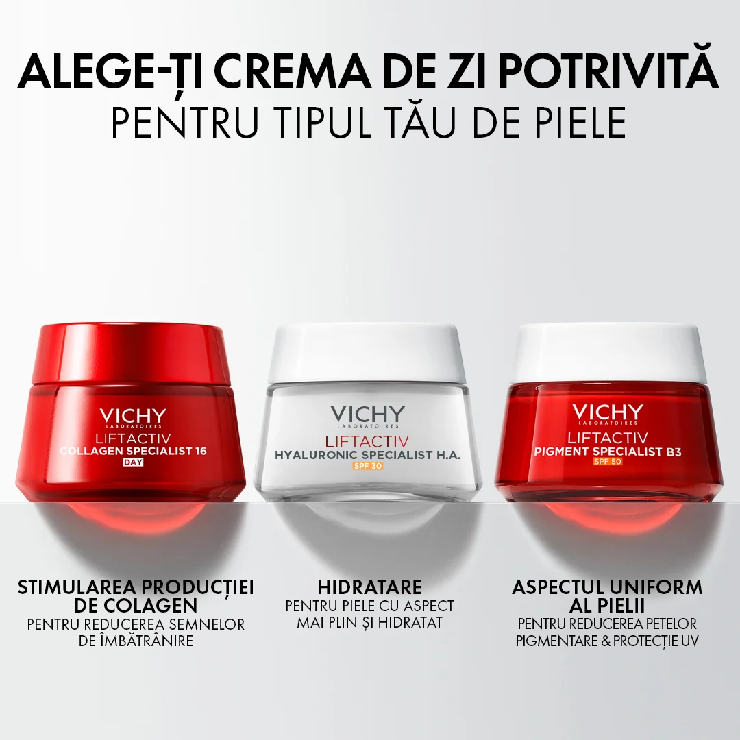 Crema de zi lifting si fermitate SPF 30 pentru toate tipurile de ten Liftactiv H.A., 50ml, Vichy