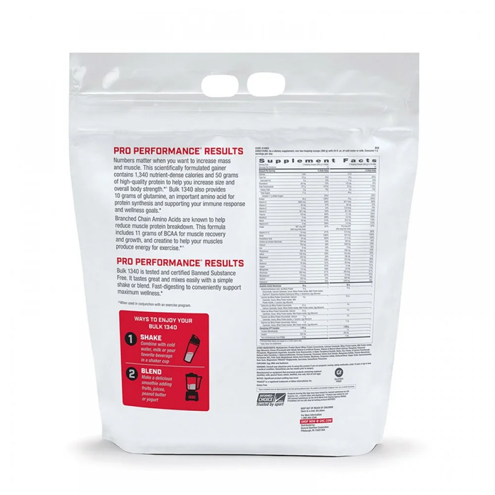 Bulk 1340 cu aroma de ciocolata, 5543g, GNC