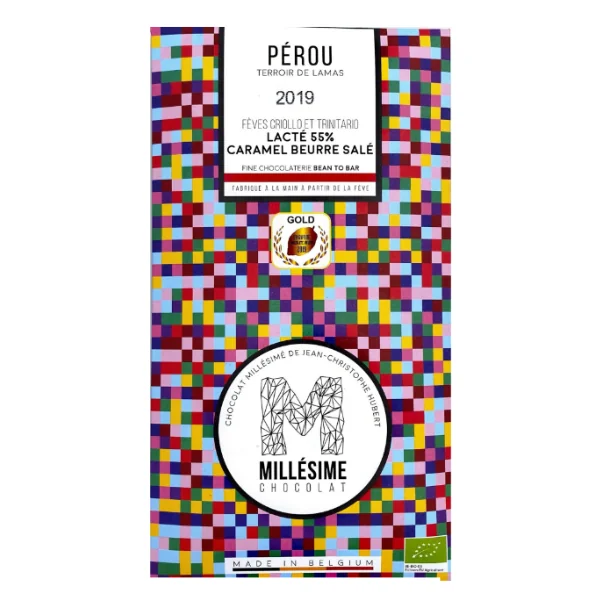 Ciocolata belgiana artizanala Salted Caramel Perou, 70g, Millesime Chocolat