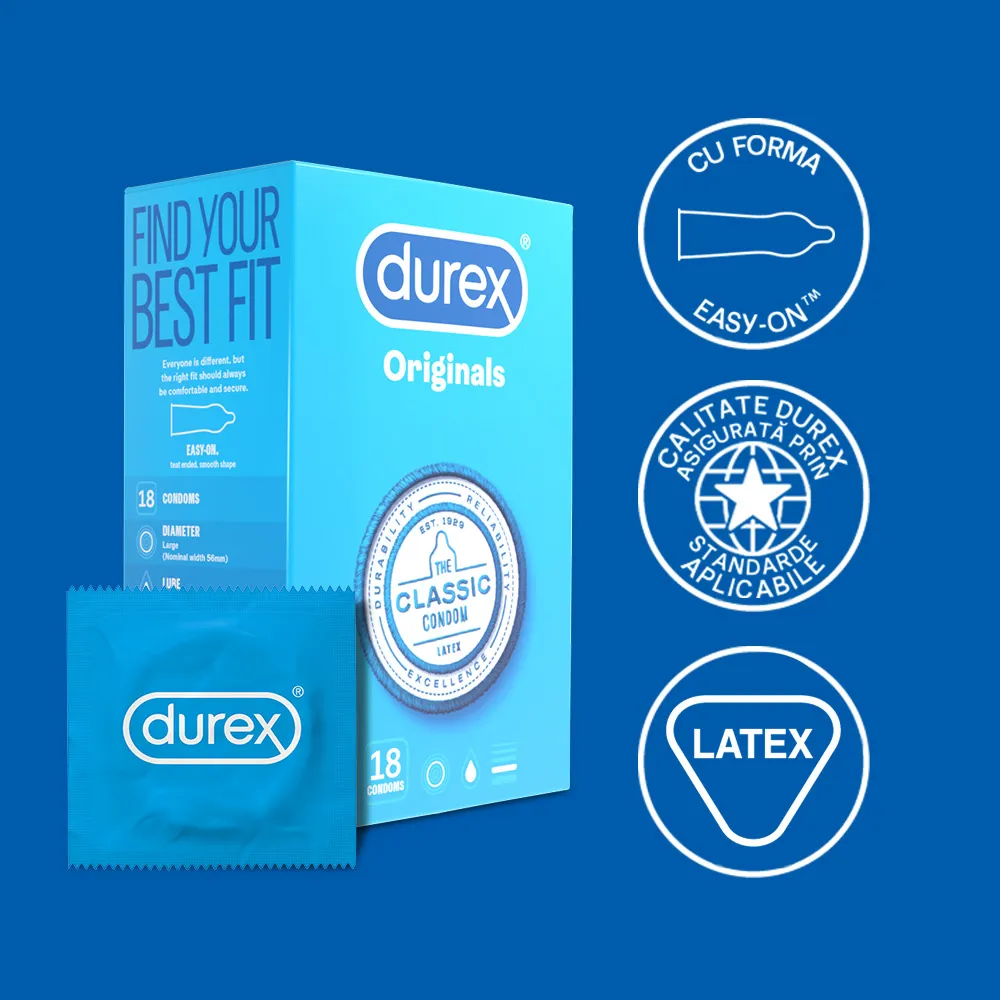 Prezervative Originals, 18 bucati, Durex 
