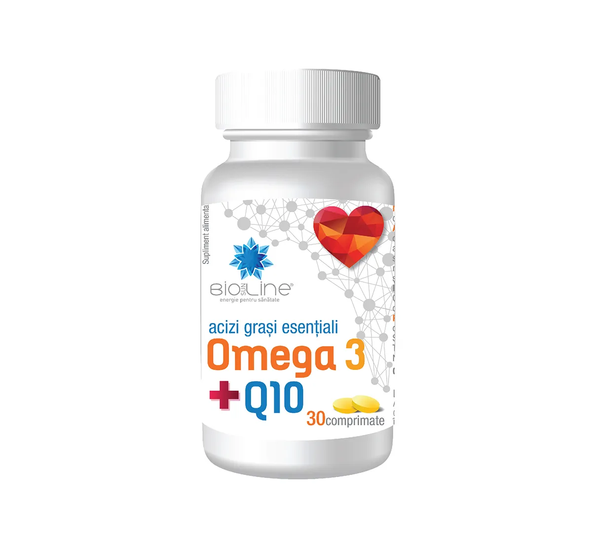Omega 3 + Coenzima Q10, 30 comprimate, BioSunLine
