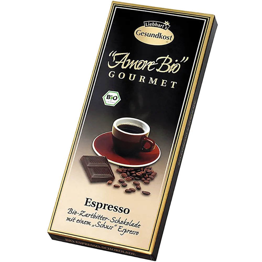 Ciocolata amaruie cu espresso si 55% cacao, 100g, Liebhart’s Amore Bio