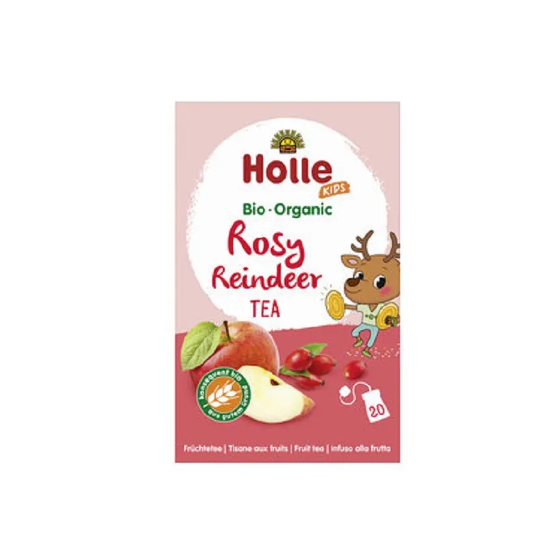 Ceai de fructe si plante pentru copii Rosy Reindeer, 20 plicuri, Holle Baby Food