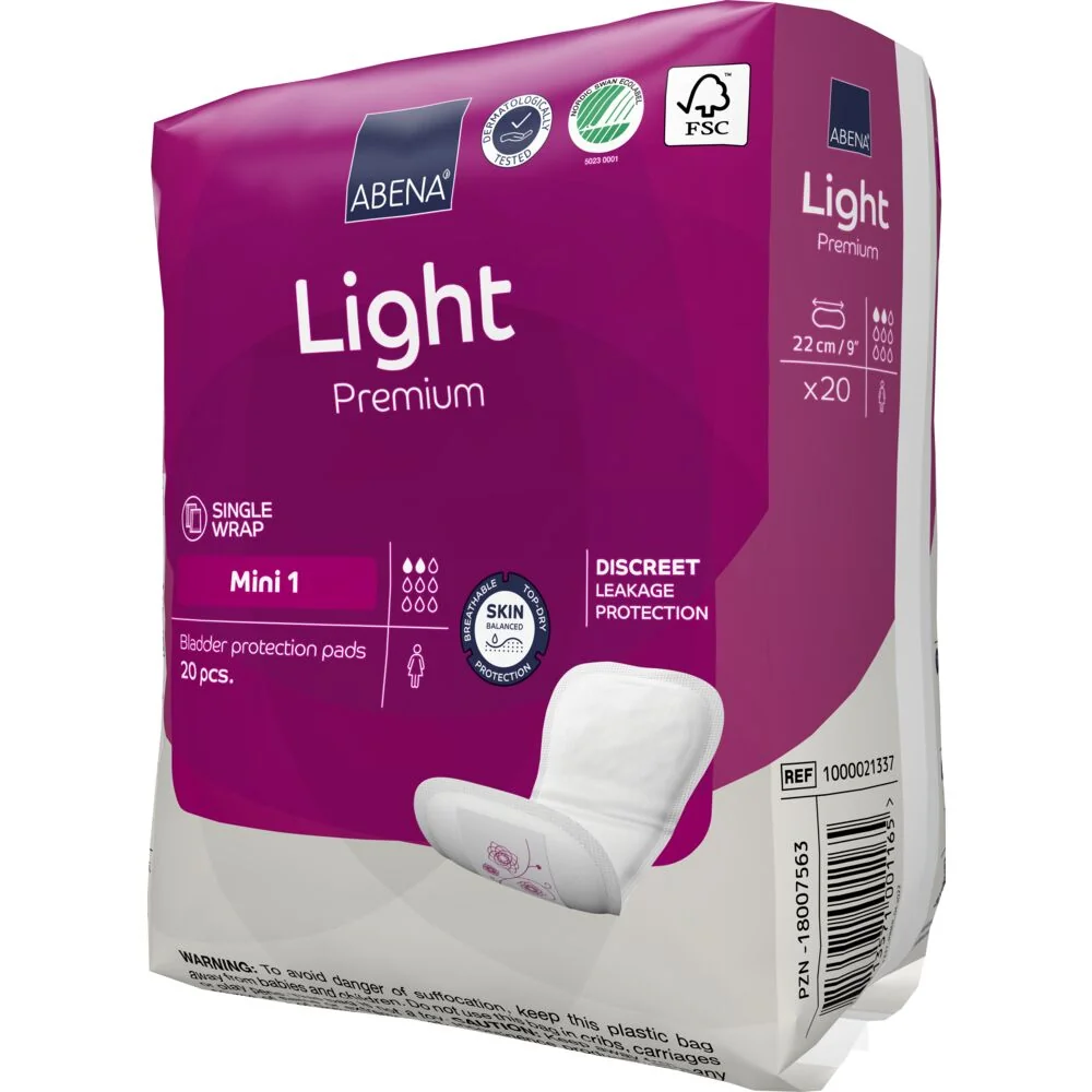 Absorbante anatomice pentru incontinenta usoara Premium Light MINI 1 cu absorbtie 180ml, 20 bucati, Abena