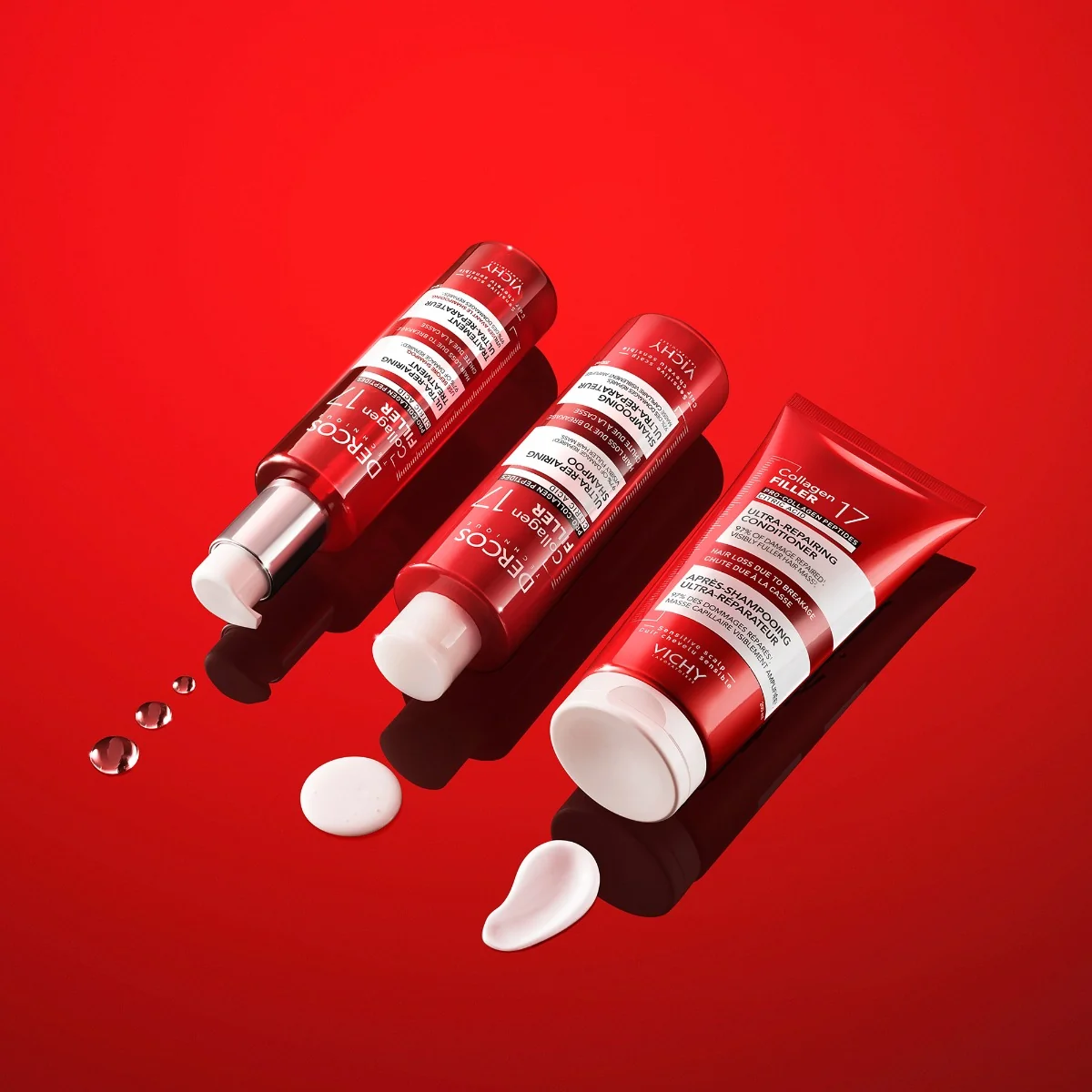 Tratament ultra-reparator cu peptide pro-colagen si acid citric Dercos Collagen 17 Filler, 150ml, Vichy
