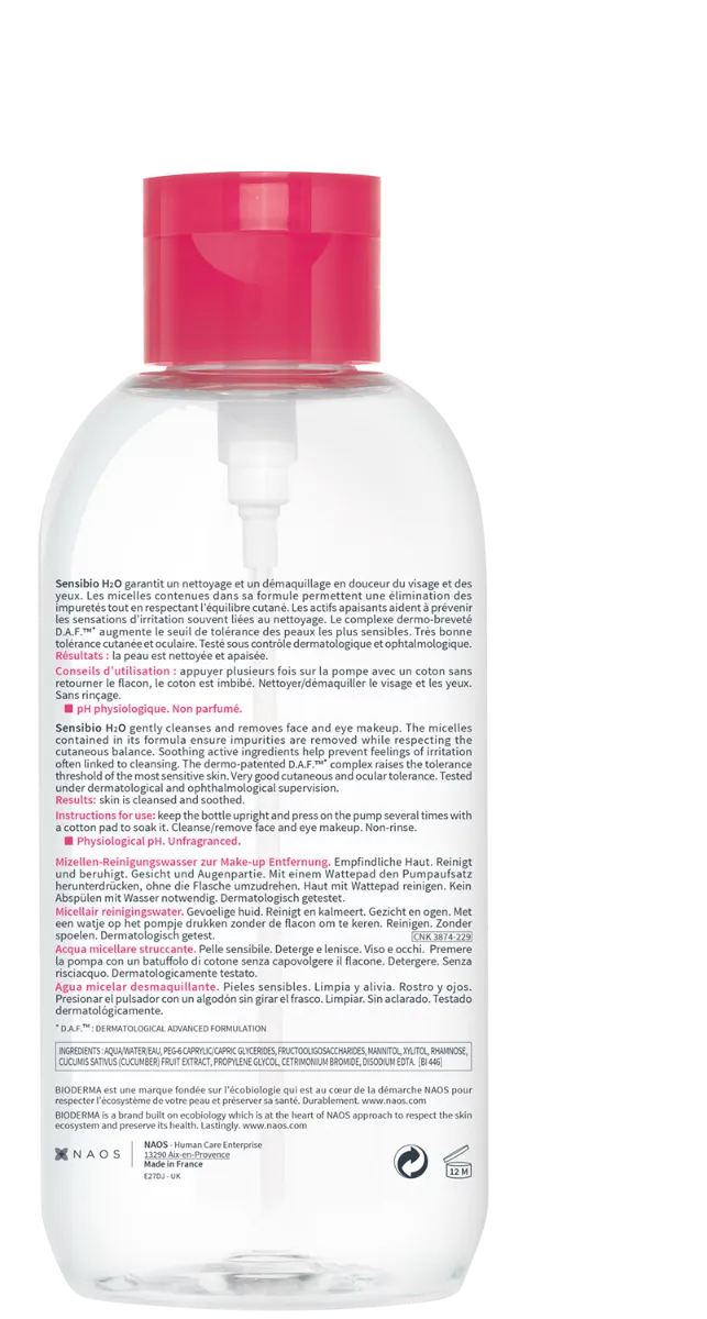 Solutie micelara Sensibio H2O, 850ml, Bioderma 