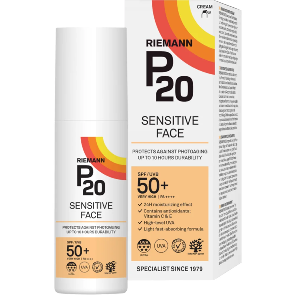 Crema de fata cu protectie solara SPF 50+ P20 Sensitive, 50ml, Riemann