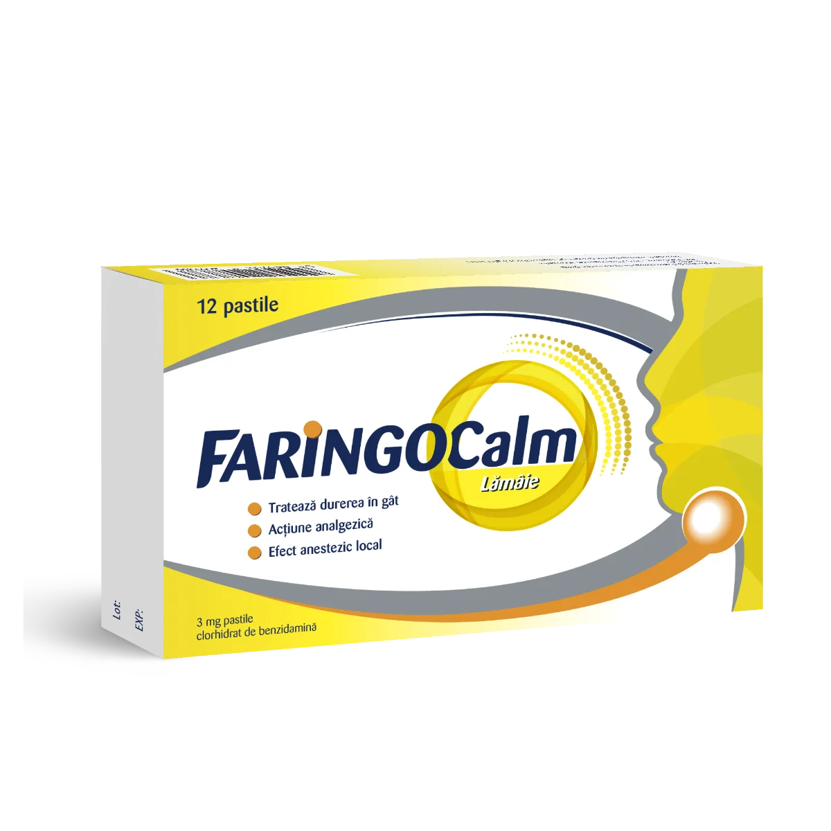 Faringocalm lamaie 3mg, 12 pastile, Terapia