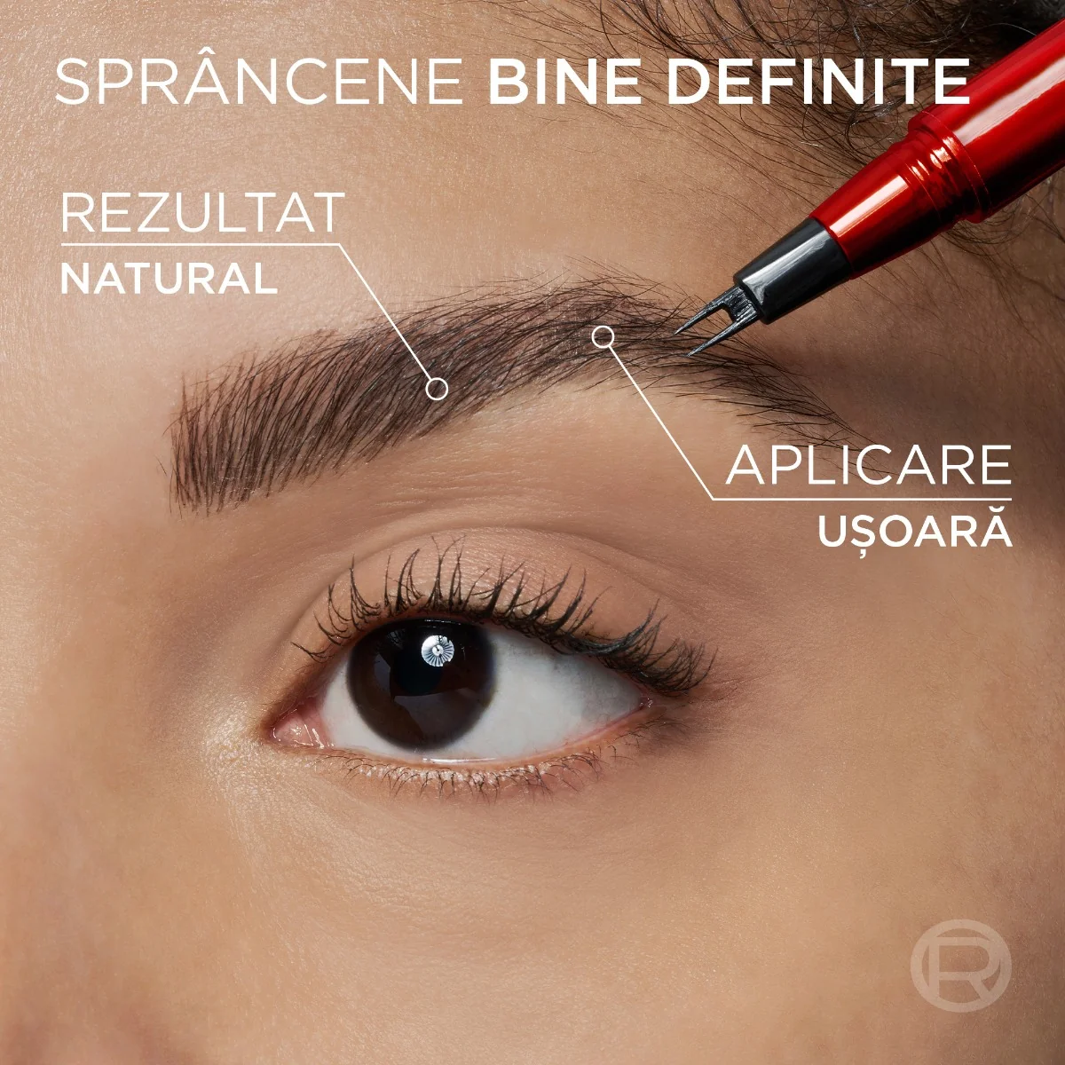 Tus pentru sprancene cu pensula dubla Faux Brow Auburn Infaillible, 1ml, L'Oreal Paris