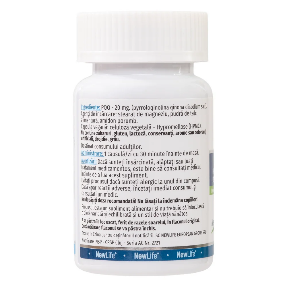 Pirolochinolina Chinona 20mg, 30 capsule, NewLife