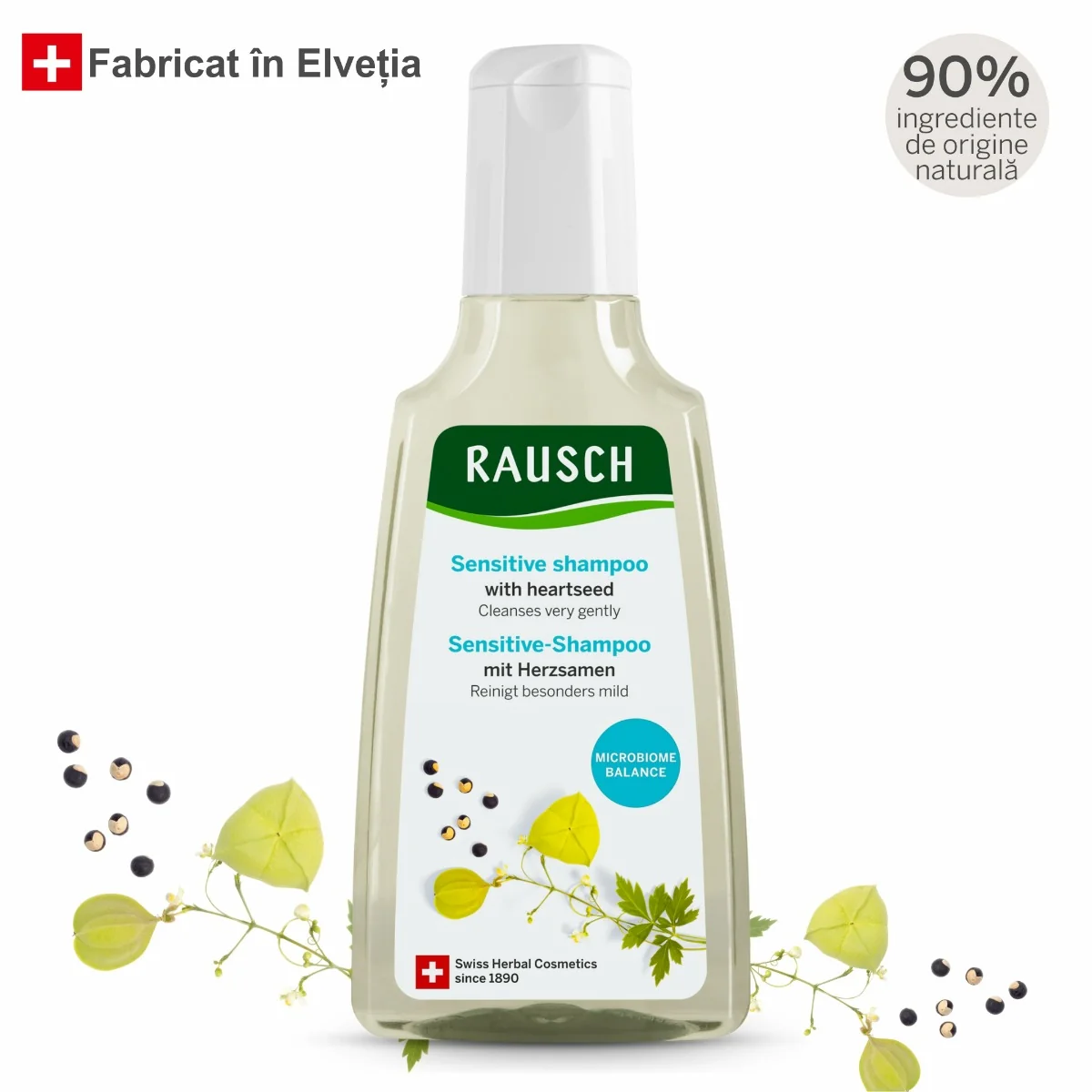 Sampon pentru scalp sensibil cu heartseed, 200ml, Rausch