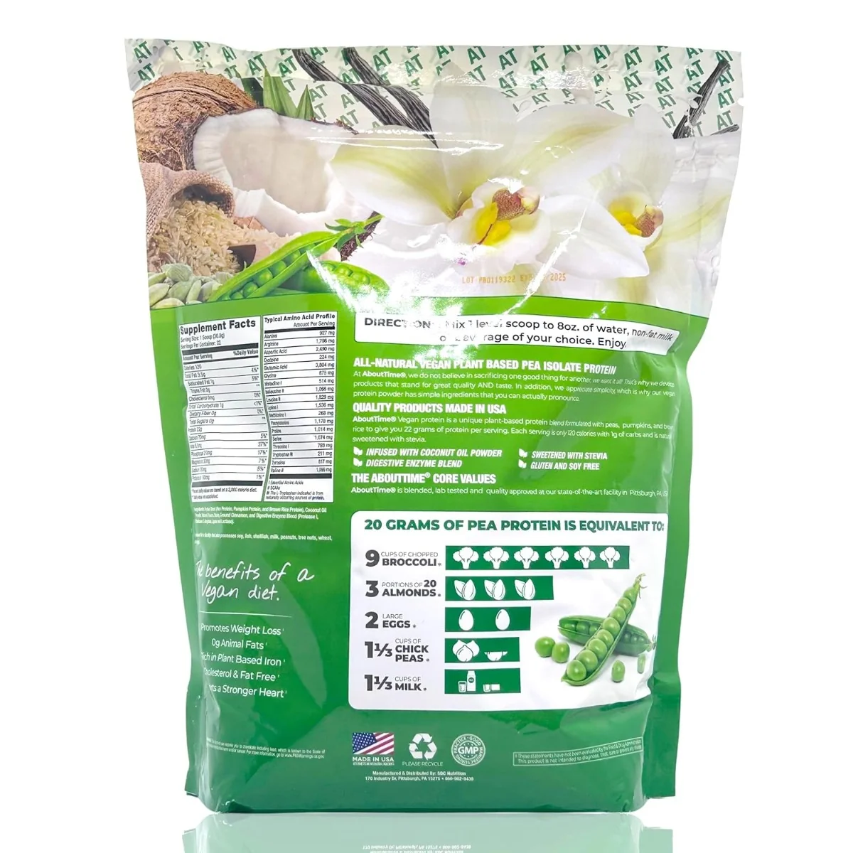 Proteina Vegana cu Aroma Naturala de Vanilie, 985g, AboutTime®