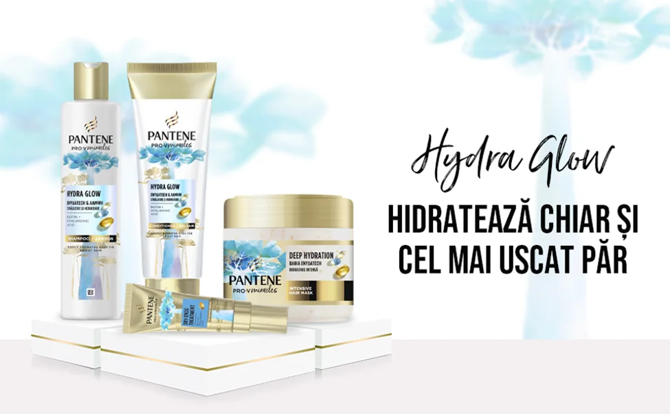 Gama Pantene Pro-V Hydra Glow pentru hidratarea intensa a parului uscat. Gama Pantene Pro-V Hydra Glow pentru hidratarea intensa a parului uscat.
