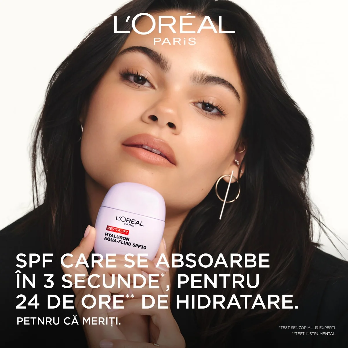 Fluid hidratant cu factor de protectie solara SPF30 Revitalift Hyaluron Aqua, 40ml, L'Oreal Paris